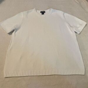 Lands' End Women's XL White Short Sleeve Knit Crew Neck T-Shirt 18/20